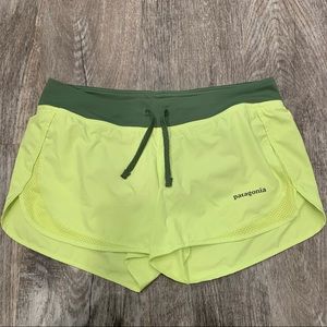Patagonia Strider Neon Yellow & Green Shorts in Size Small
